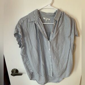 Madewell Blue & White Striped Short Sleeve Button Down | Size S